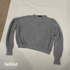 Brandy Melville  Women's Gray Cropped Chunky Knit Pullover Sweater One Size